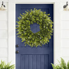28'' Large Boxwood Wreath for Front Door Porch Window Artificial Boxwood Leaves with White Seed Greenery Outdoor Indoor Wreath for Home Farmhouse Wall Decor Spring Summer Fall All Seasons (Green)