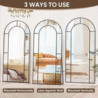 Antok 76" x 34" Full Length Mirror, Floor Mirror Arched Window Decorative Mirror, Metal Framed Decor Farmhouse Floor Mirrors Art Pane Mirrors Wall Decor for Bedroom, Living Room, Entryway Bronwn