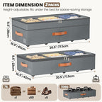 Dayacoco Under Bed Storage with Wheels, 2Pack 71L Under the Bed Storage Containers, Adjustable Underbed Drawer with Lids, Underbed storage Rolling Bin for Shoes, Clothes, Blankets, Grey