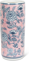 Abbott Collection Floral Print Patterned Umbrella Stand - Porcelain, Pink/Blue (18" H)