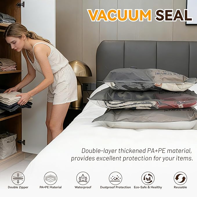 Rechargeable Wireless Pump Travel Storage Bags Set - 15 Pack Portable Space Saver Bags for Travel & Home - travel bags air compression,Vacuum Seal Bags for Clothes,Blankets, Seasonal Storage