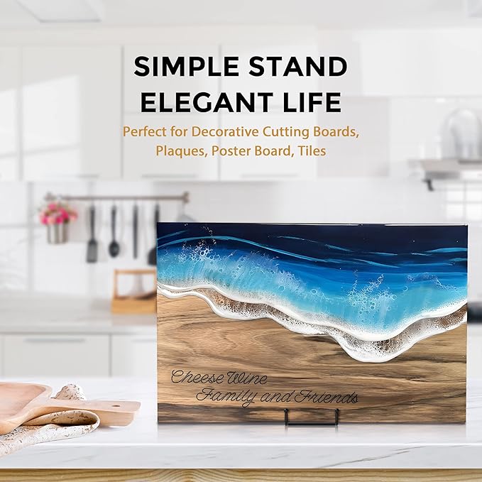 TR-LIFE 10 Inch Large Plate Stands for Display - Metal Plate Holder Display Stand + Picture Frame Holder Stand + Small Easels for Decorative Platter, Book, Plaques, Photo, Tabletop Art (2 Pack)