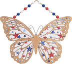 Valery Madelyn 4th of July Wreath, Patriotic Wreath for Front Door, Red White and Blue Butterfly Decor, Wooden Americana Sign for 4th of July Independence Day USA 250th Anniversary, 16 Inch