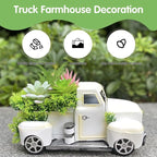 Farmhouse Metal Truck Decor with Artificial Succulents - Rustic Iron Pickup Truck with Removable Faux Succulent Planter for Entryway, Living Room, Coffee Bar Tabletop Decoration