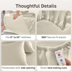 California Design Den Split King Sheet Set - 100% Cotton, 600 Thread Count Sateen, Breathable Luxury King Size Sheets for Adjustable Bed, Luxury Soft Hotel Quality Sheets - Ivory (Warm Cream)