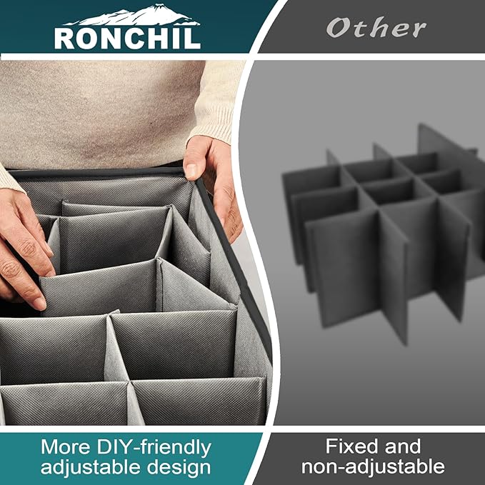 Shoe Organizer for Closet, Foldable Shoe Storage Bins with Clear Cover, Space Saving Shoes Holder with 4 Handles, Large Adjustable Shoe Box Storage Containers, Fits 12-24 Pairs, 1 Pack, Black