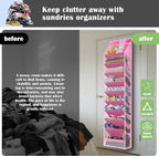 10 - Pocket Over - the - Door Hanging Shoe Organizers & Rack, Made of Sturdy 600D Oxford + Non - Woven Fabric, Space - Saving Storage for Shoes, Boots & More (Pink)