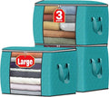 Fab totes 24 Gallons Clothes Storage, Foldable Thick Fabric Blanket Storage Bags, Containers for Organizing Bedroom, Closet, Clothing, Comforter, Organization with Handle (3 Pack,Green)