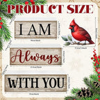 4 Pieces Cardinal Gift Decorations Wooden Red Cardinal Sign for Loss of Loved One Tiered Tray Decor I Am Always with You Sign Sympathy Remembrance Memorial Gifts for Home Kitchen Shelf Tabletop