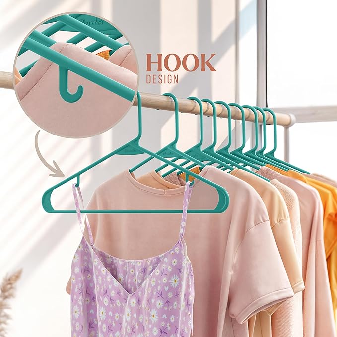 Plastic Hangers 20 Pack Aqua - Clothes Hangers - Makes The Perfect Coat Hanger and General Space Saving Clothes Hangers for Closet - Percheros Ganchos para Colgar Ropa Hangars