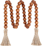 Meplait 39in Wood Bead Garland Farmhouse with Tassels,Versatile Prayer Beads Boho Chic Wall Hanging Home Decor (Brown)