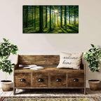 AIYISU Green Forest Canvas Wall Art Sunshine Forest Pictures Wall Decor Nature Sunlight Scenic Painting Poster Spring Forest Trees Prints Artwork for Living Room Bedroom Office Home Decorations 20x40