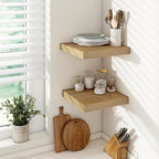 Vivelove 12 Inch Deep Floating Shelves 12 inch Long, 2 Inch Thick Wall Shelves with Invisible Brackets, Shelf for Bedroom Bathroom Living Room Kitchen Office Home Decor, Modern Shelf Set of 2, Oak