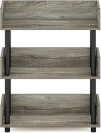 Furinno TURN-N-TUBE Display Shelf, 3-Tier Storage Shelves with Side Panels, Open Shelves Book Shelf with Rounded Corner Top Edges, for Organization and Storage, Living Room, Home Office, French Oak