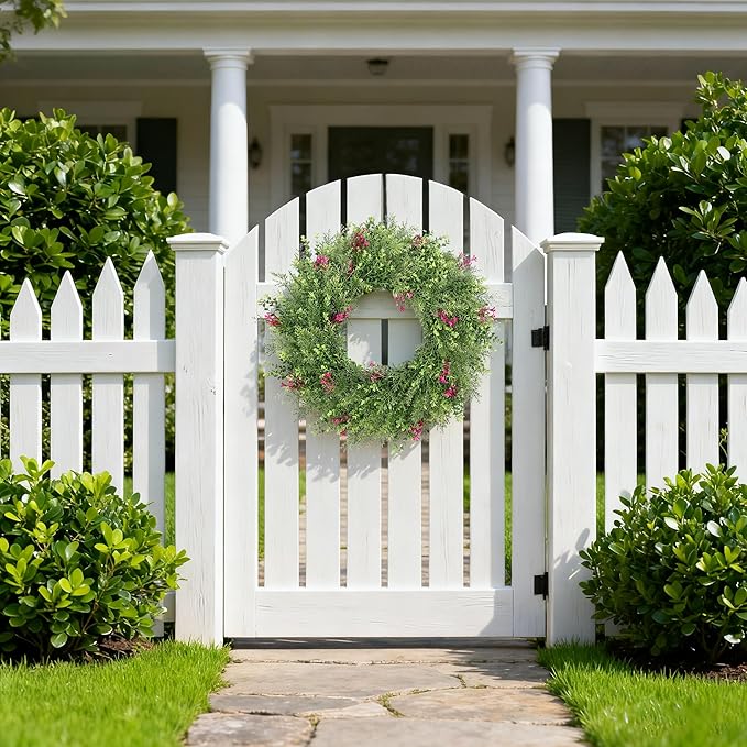 24 Inch Summer Wreaths for Front Door Spring Wreath Outdoor Green Door Wreath for All Seasons Porch Living Room Bedroom Indoor Outdoor Window Wall Farmhouse Home Decoration