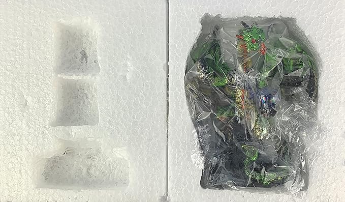 Ain't It Nice Medieval Dragon Statue with Sword and Crystal Ball - Collectible Fantasy Figurine Decor, Green 4(L) 2(W) 7(H) Inches
