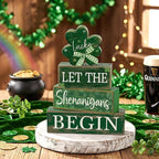 Lineshading 4 Pcs St Patricks Day Table Decorations Wooden Shamrocks St Patrick's Day Tiered Tray Decor Irish Centerpiece Green Lucky Shamrocks Block Signs for Saint Patty's Party Home Kitchen Decor