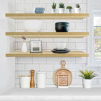 Sorbus Floating Shelves for Wall - 48 Inch Long Bathroom Shelves, Wall Decor for Bedroom, Kitchen, Living Room & Book Storage - Mounted Floating Shelf with Invisible Brackets (Maple Wood, 3 Pack)