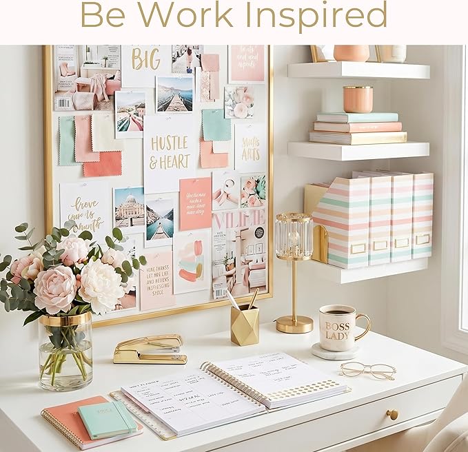 BLU MONACO | Cardboard Magazine File Holder Set of 4 | Vertical Magazine File Holder with Gold Label Slots | Standing File Holder and Cardboard Bins for Shelves Desk Classroom
