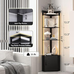 5-Tier Display Cabinet, Set of 2, 65" Tall Corner Shelf Stand with Storage, RGBWIC LED Light, Remote & APP Control, Adjustable Brightness/Color Temp, Floor Lamp Shelves for Living Room