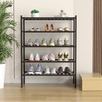 5 Tier Bamboo Shoe Rack for Closet Free Standing Wood Shoe Shelf for Entryway Small Space Stackable 27"x11"x33" (Brown)