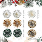 EASY JOY Christmas Hanging Decorations - 9Pcs 3D Christmas Tree Paper Hanging Decor Green White Light Brown Snowflake Ornaments Christmas Decorations Outdoor Indoor for Xmas New Year Window Boho Door