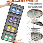6 Pack Thicken Shoe Organizer Stackable,Upgraded Sturdy Shoe Storage Box with Magnetic Door,Shoe Containers For Sneaker Display,Hat Organizer,Black