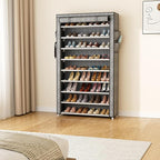 LANTEFUL Shoe Rack with Covers 10 Tier Tall Shoe Rack Organizer Large Capacity Shoe Shelf Storage 40 Pairs Space Saving Free Standing Shoe Storage Organizer for Closet, Entryway, Dorm, Printing