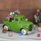 Farmhouse Vintage Green Truck Decor, Rustic Farm Metal Car Home Decors, Christmas Trucks Table Centerpieces, Decorative Outdoor Garden Cars Plant Pot