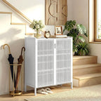 Shoe Cabinet with Doors Bamboo 5 Tiers Shoe Storage Cabinet for Entryway, 25 Pairs Wooden Shoe Cabinets, Modern Shoe Organizer Storage for Living Room, Bedroom, Hallway, Closet (White)