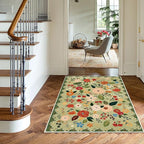 U'Artlines Indoor Door Mat Entrance Rug 2'x3'Soft Non Slip Machine Washable Floral Small Area Rug Carpet for Entryway Kitchen Bathroom Bedroom Green