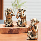 Leekung 3 Wise Monkeys Statue for Home Decor Accents,Hear no Evil See no Evil Speak no Evil Figurine for Living Room Boho Desk Gold Modern Table Decor,Monkey Gift Shelf Decor Accents Antique Bronze