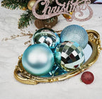 Emopeak 4Pcs Christmas Balls Ornaments for Xmas Christmas Tree - 4 Style Shatterproof Christmas Tree Decorations Hanging Ball for Holiday Wedding Party Decoration (Teal Blue, 4"/10CM)