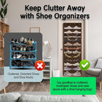 Over The Door Shoe Organizer with 12 Large Breathable Pockets - Durable Hanging Storage for the Entire Family's Shoes (Espresso)