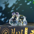 HDCRYSTALGIFTS 2.8inch Crystal Hippo Figurines Collectibles Gift for Women Art Glass Hippopotamus Statue Animal Paperweight Ornament for Table Home Decoration
