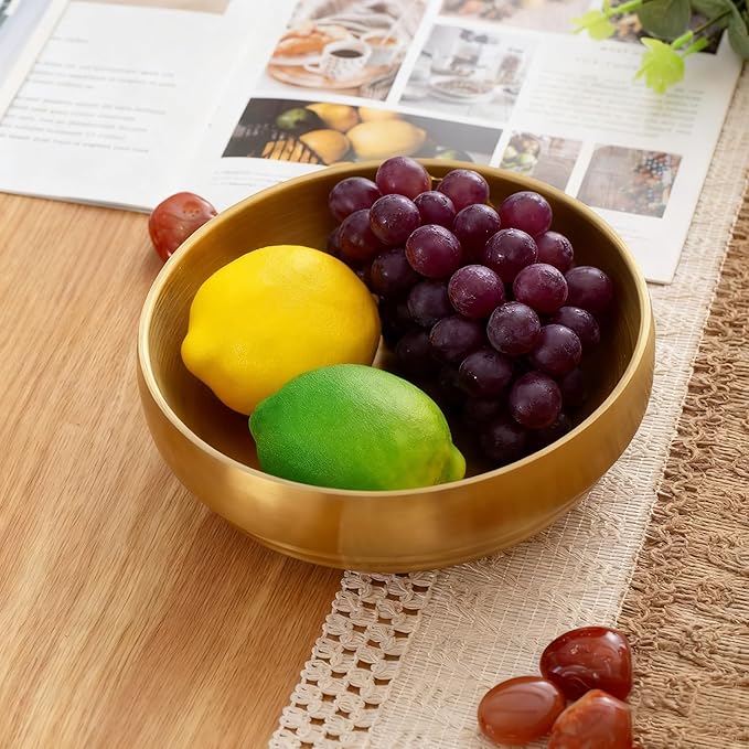 Key Bowl for Entryway Table, Decorative Bowls and Key Dish Holder, Fruit Bowls for Kitchen Counter Table, 8.26" Gold