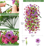 INQCMY 2Pcs Artificial Fake Hanging Flowers for Outdoors UV Resistant Artificial Plants for Spring Summer Decor Look Real Faux Flowers for Outside Home Planter Porch Patio Decor