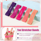 Set of 5 Toe Stretcher Band Separator Spacer Bunion Correction Hallux Valgus Alignment Foot Stretcher Straightener Resistance Loop Yoga Exercise Foot Care with Carry Bag(Pink)