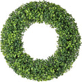 Spring Wreath, 20 inch Boxwood Wreaths for Front Door, Summer Wreaths with UV Protection, Green Artificial Wreath for Farmhouse, Room Indoors, Outdoors, Corridors, Offices, for All Seasons