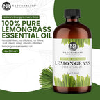 NaturoBliss 100% Pure Lemongrass Essential Oil Therapeutic Grade Premium Quality (4 fl. oz) with Glass Dropper, Perfect for Aromatherapy