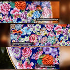 KAMMAK Decorative Plates Set for Display,Blue Ceramic Plate Decor with Stand，Handmade Vintage Flower Porcelain Ornament for Living Room, Kitchen, Office, Perfect Chinese Style Dish Gift (8in+10in)