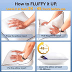 Siluvia 30"x30" Pillow Inserts Set of 2 Square Throw 30 Pillows with 100% Cotton Cover for Sofa, Couch, and Bed - White