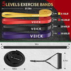 VEICK Resistance Bands for Working Out, Exercise Bands, Workout Bands, Pull Up Assistance Bands, Long Heavy Stretch Bands Set for Men Women, Power Weight Gym at Home Fitness Equipment