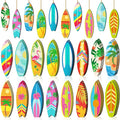 Geelin 36 Pcs Summer Wood Hanging Ornaments for Tree Mini Tree Decorations Hawaiian Beach Wooden Pendant Decorations with String for Luau Party Supplies(Surfboard)