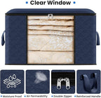 Fab totes Storage Bags,Clothes Blanket Storage Bins Foldable Closet Organizers with Reinforced Handle for Home Dorm Storage and Organization,Fabric Bags for Organizing Sheets,Clothing (Blue,4 Pack)