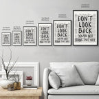 Framed Retro Newspaper Wall Art Trendy Black and White Poster Dont Look Back Inspirational Quote Posters Positive Motivational Affirmation Canvas Print Preppy Aesthetic Office Bedroom Decor 24x36inch