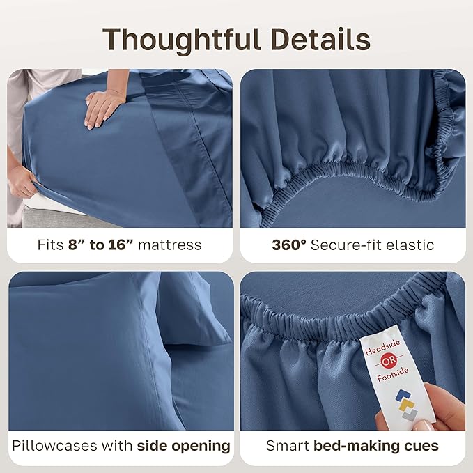 California Design Den - Luxury Full Size Sheet Set - 100% Cotton, 600 Thread Count Deep Pocket Full Size Bed Sheets, Hotel-Quality Cooling Sheets with Sateen Weave - Royal Navy Blue