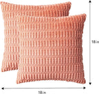 Aegero Pack of 2 Corduroy Decorative Throw Pillow Covers 18x18 InchSoft Boho Striped Pillow Covers Modern Farmhouse Home Decor for Sofa Living Room Couch Bed（Orange）