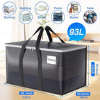 8 Pack Moving Bags Heavy Duty, Moving Boxes, Storage Bags with Zipper & Handles & Tag for College & Dorm Moving Supplies Grey Laundry Hamper Bag, Foldable Space-saving Totes (93L, Grey)