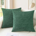 CaliTime Christmas Throw Pillow Covers Decorative 22 X 22 Inches Pack of 2 Cozy Chenille Cushion Cases for Couch Sofa Bed Living Room Home Dark Green